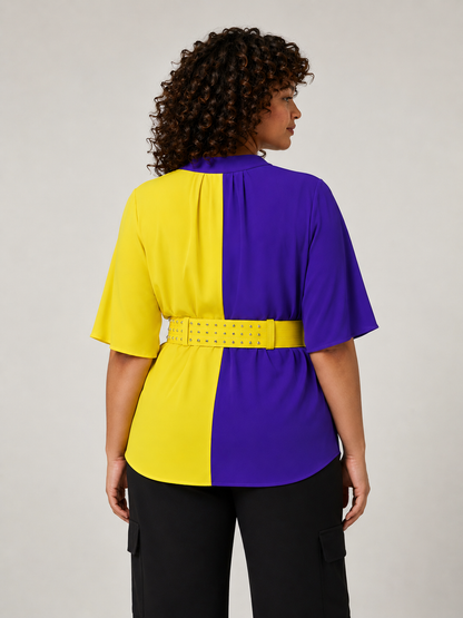 Elegant Blouse BETTY by Fausto Puglisi in luxurious silk with tied collar ribbon