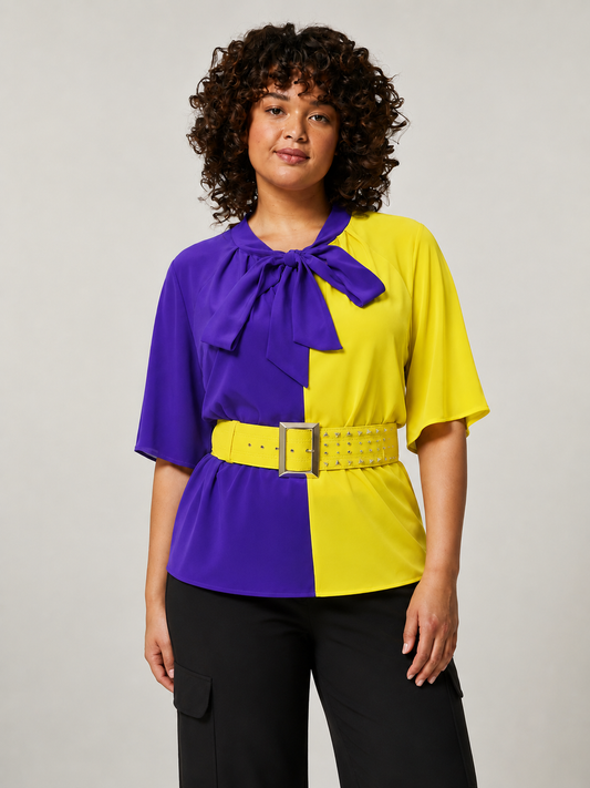 Elegant silk Blouse BETTY with tied ribbon collar by Fausto Puglisi