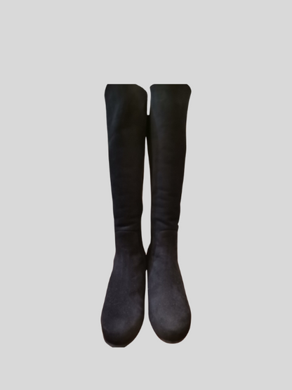 Winter boots LARIANO black genuine suede and leather with sheepskin insulation size 42