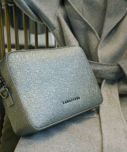 Silver Nappa Leather Cross body Bag by Caractère