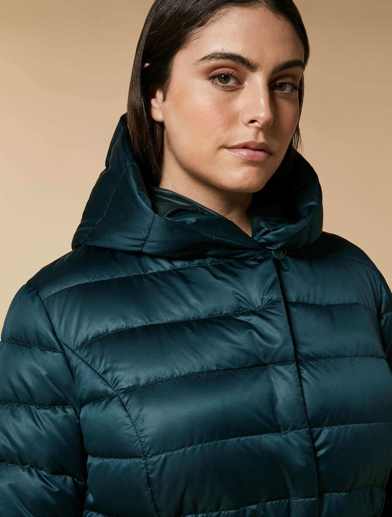 Reversible two-tone down coat PIETRO with quilted technical satin and goose feather padding
