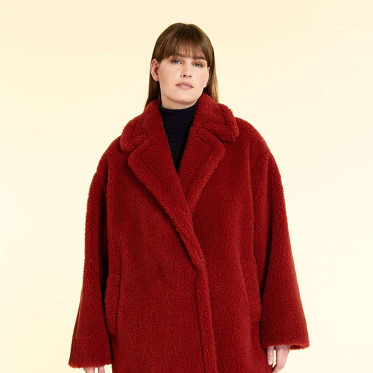 Spacious camel wool Coat TAROCCHI with wide lapels and concealed buttons