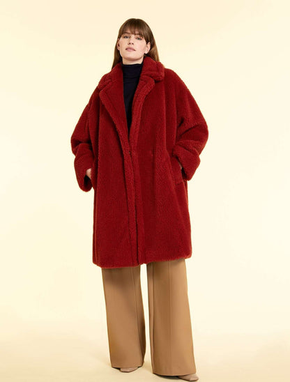 Spacious TEDDY Coat TAROCCHI in camel wool with wide lapels and French pockets