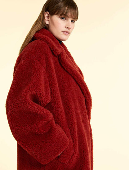 Coat TAROCCHI camel wool TEDDY coat with wide lapels and French pockets