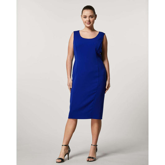 Dress DAMIERE elegant princess pencil line dress with round neckline and back slit