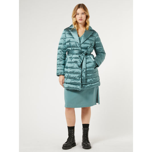 Introducing the quilted coat CASTA from Persona by Marina Rinaldi. This water-repellent nylon canvas coat offers both classic allure and technical textures for a versatile and functional piece. Complete with a lapel collar, welt pockets, and a matching fabric belt for an adjustable waistline. Stay warm and stylish in any weather.  Fabric: 100% Polyamide Lining: 100% Polyester With quilting in: 100% Polyester