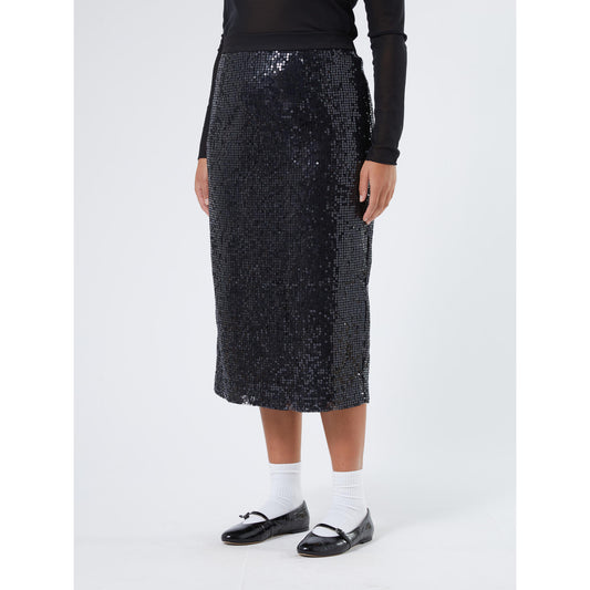 Black sequin-embroidered pencil skirt TASO by Persona by Marina Rinaldi – front view on model