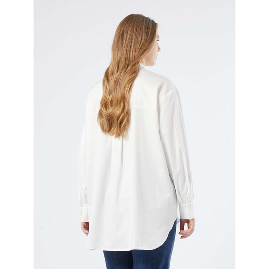 CASERTA stretch cotton satin shirt with classic collar and mother-of-pearl buttons