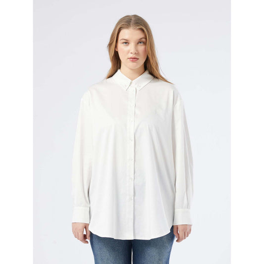 Caserta stretch cotton satin shirt with classic collar and mother-of-pearl buttons
