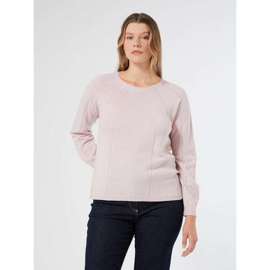 PANDORO wool and cashmere-blend sweater in powder pink on model – Persona by Marina Rinaldi