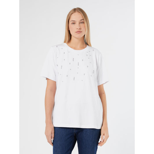 SOLEDAD white T-shirt with rhinestone details by Persona by Marina Rinaldi