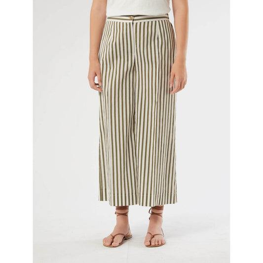 Wide-leg cropped VAMPATA textured striped trousers with embossed 3D stripe effect and elasticated waistband