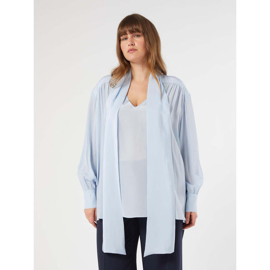 Georgette blouse EFETTO with sash detail and gathered shoulders in light viscose fabric