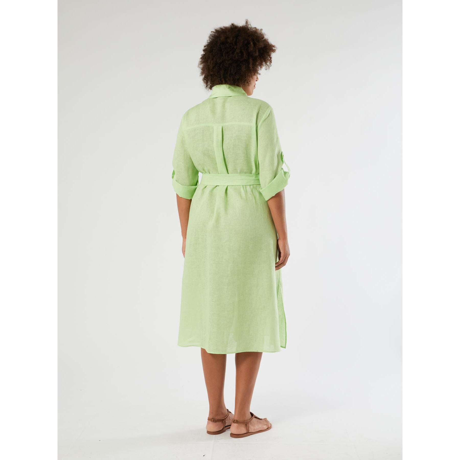 SATIRA linen shirt dress on model
