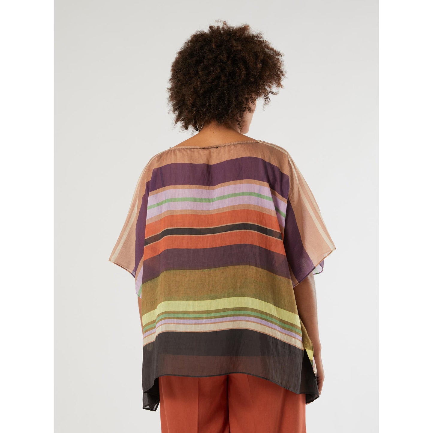 AGAPE printed Tencel tunic with lightweight poncho and matching camisole in fluid fabric