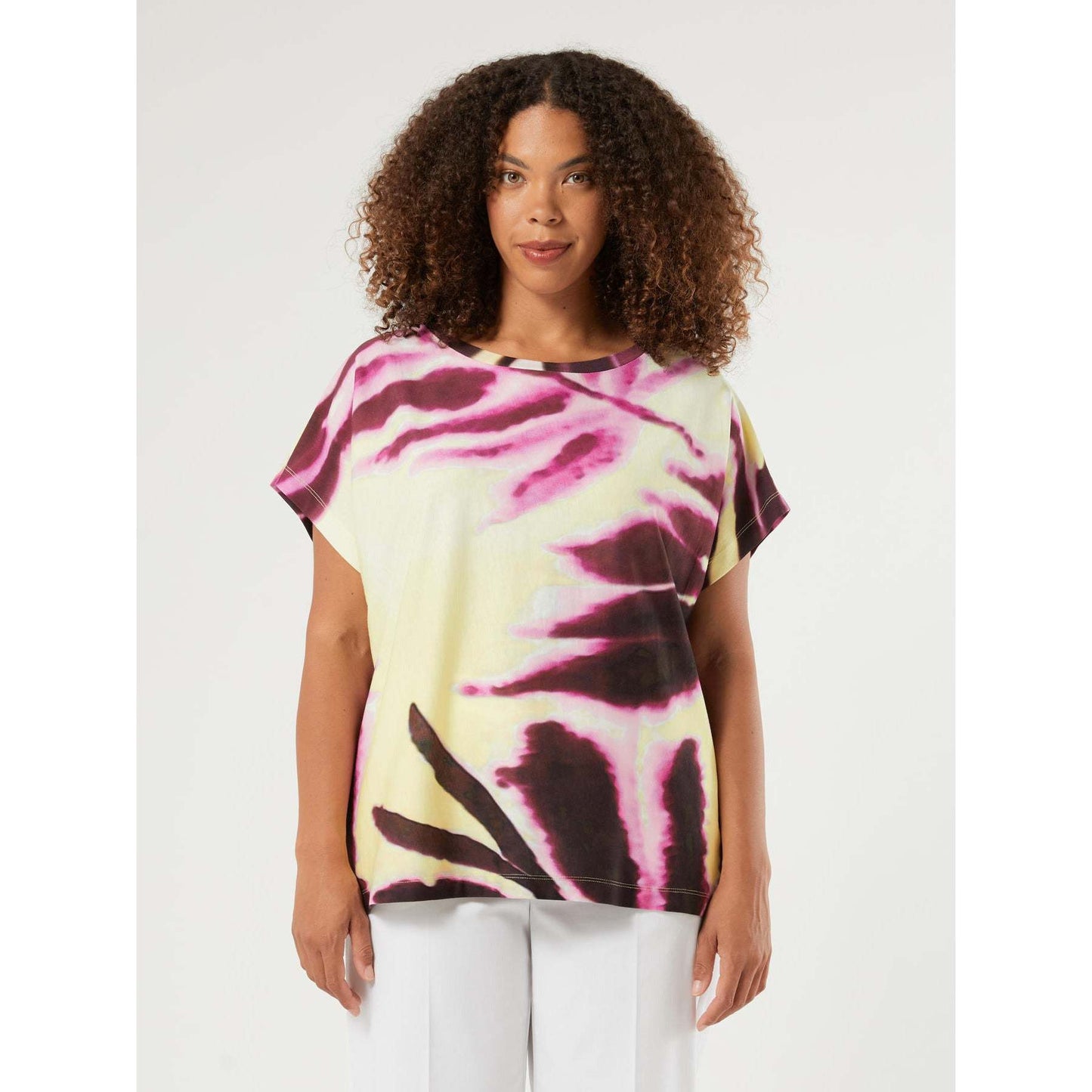 Oversized CALTE printed cotton jersey T-shirt with gradient-effect print and kimono sleeves