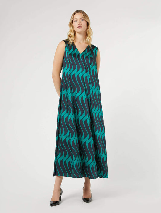 Dress BOHEME in bright twill with V-neck and attachable short sleeves by Persona by Marina Rinaldi