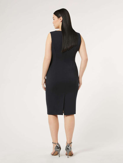 Princess Dress DAMIERE in elegant cady fabric with round neckline and detachable sleeves