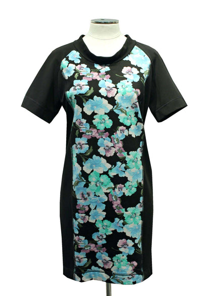DELTA floral panel sheath dress with short sleeves and round neckline — Persona by Marina Rinaldi

