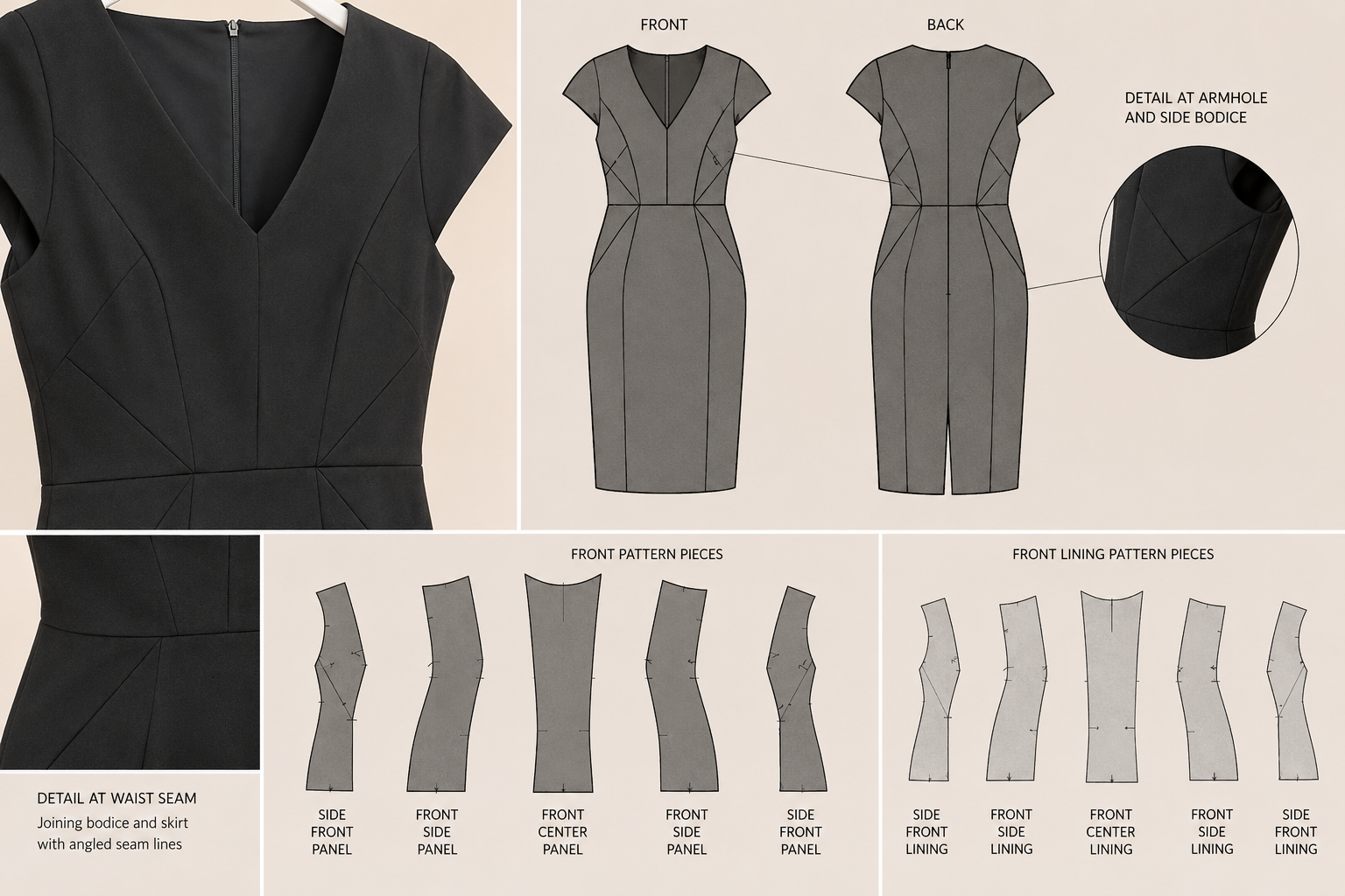DOLL dress by Persona Marina Rinaldi classic sheath V-neck short sleeves smooth lyocell blend