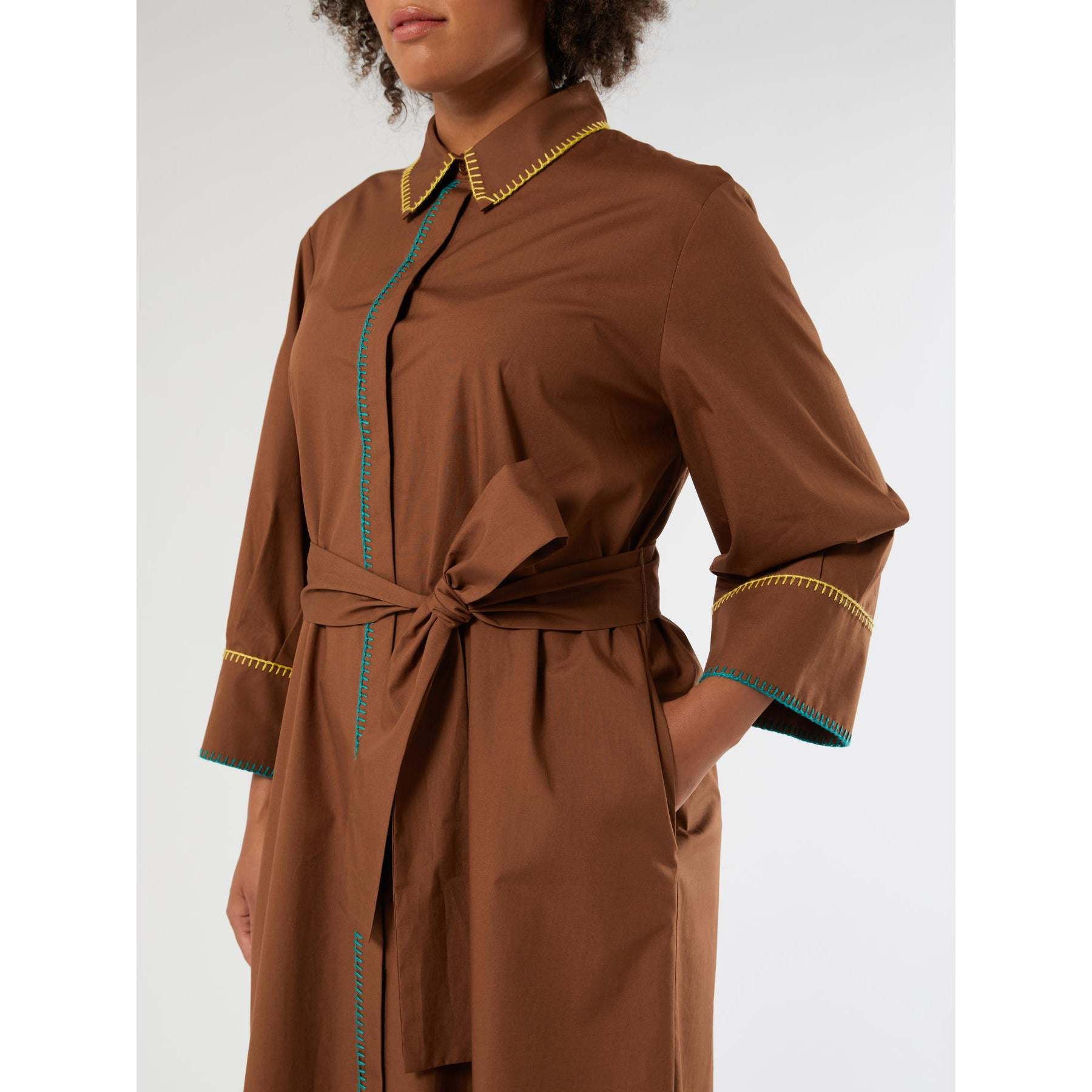 FOLGORE Cotton shirt dress on model showcasing casual style