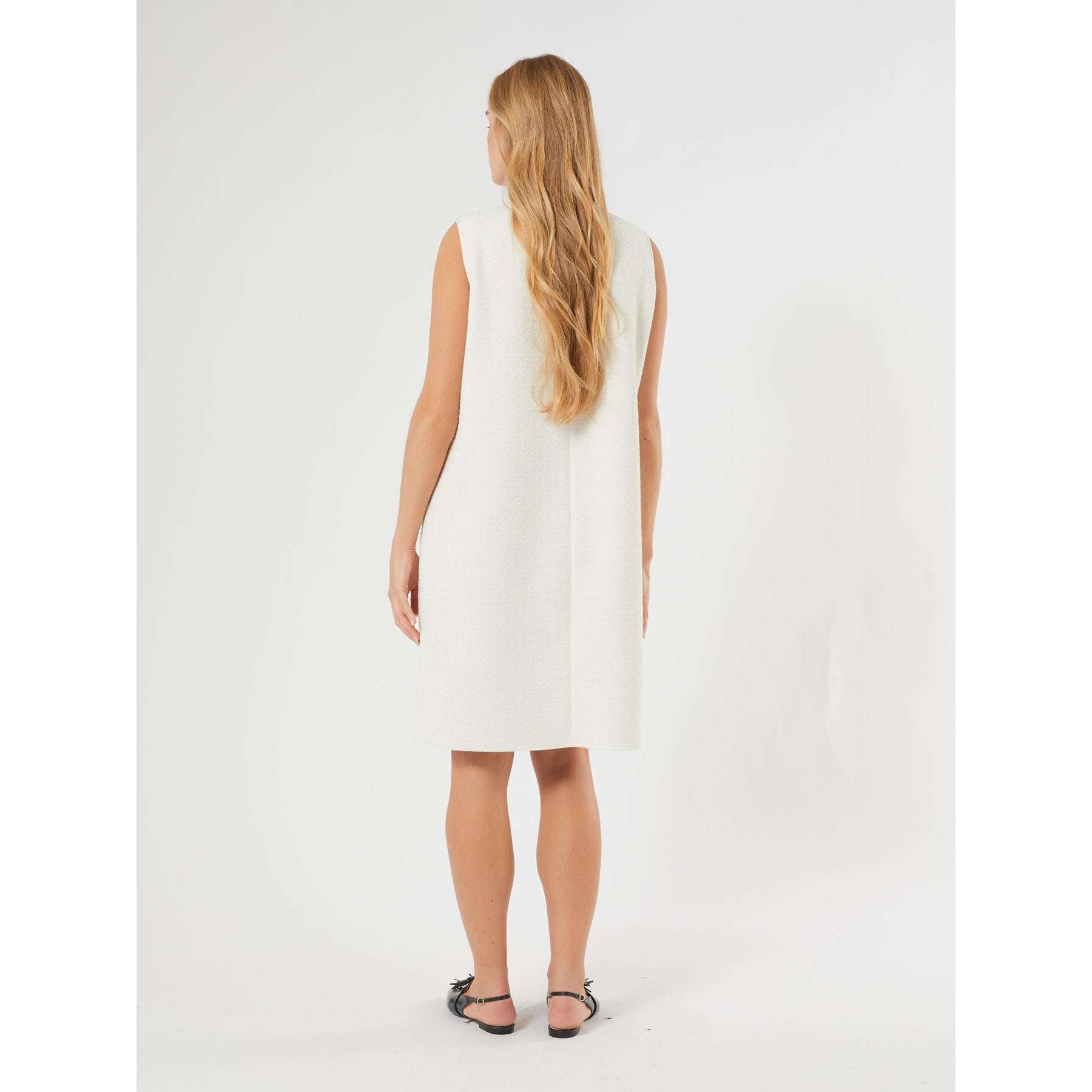 Persona by Marina Rinaldi TROFEO Chanel-style A-line dress in bonded jersey with round neckline and concealed back zip