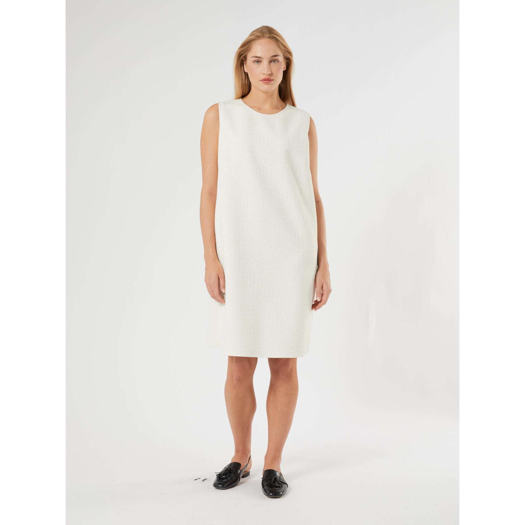 Chanel dress TROFEO A-line bonded jersey with round neckline and concealed zip
