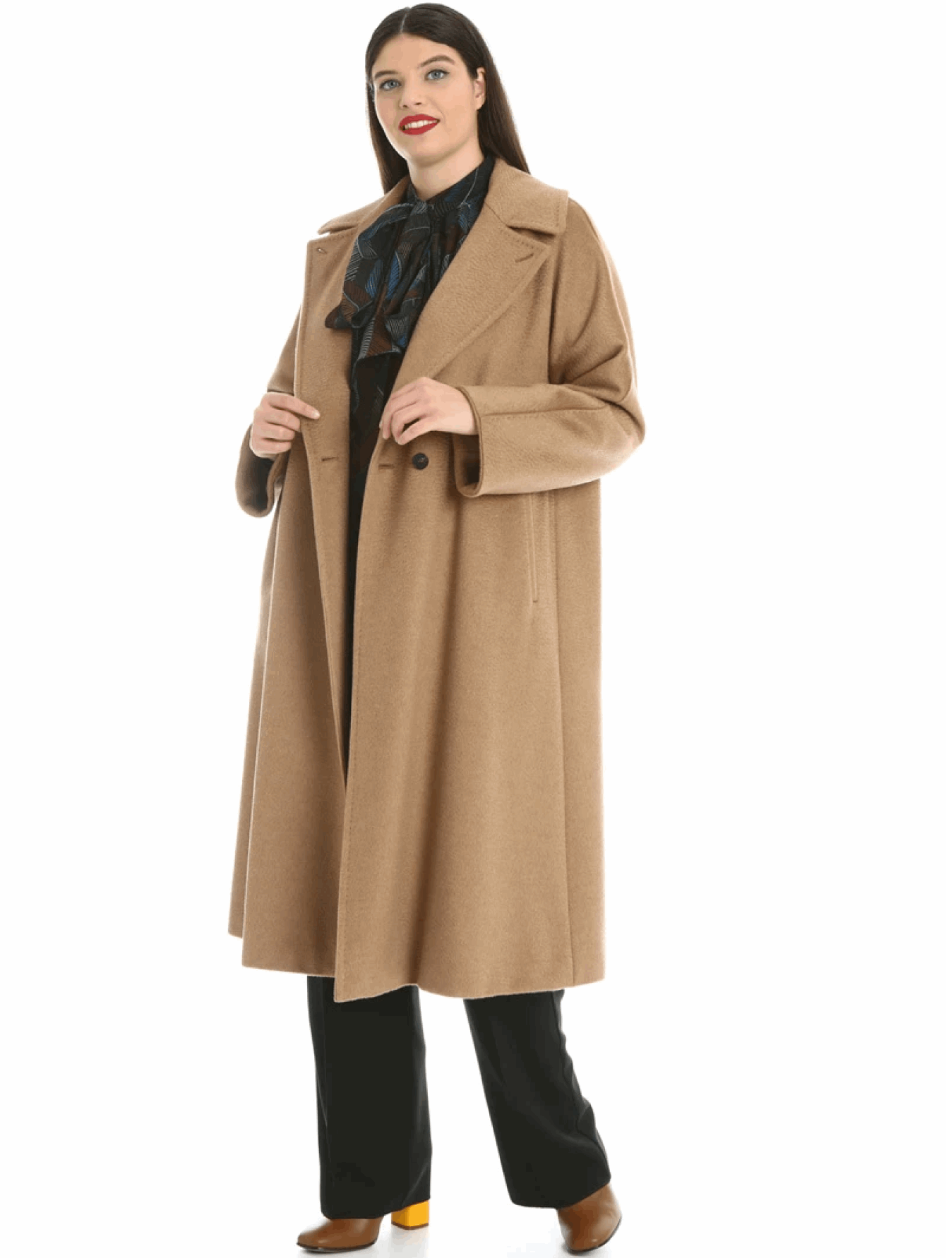 Camel wool Coat TIGROTTO Marina Rinaldi