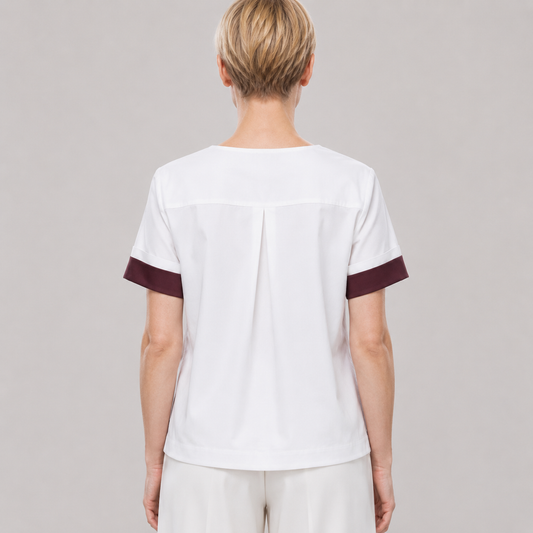 Marina Rinaldi white linen jacket made from 100% linen with back pleat, rear view