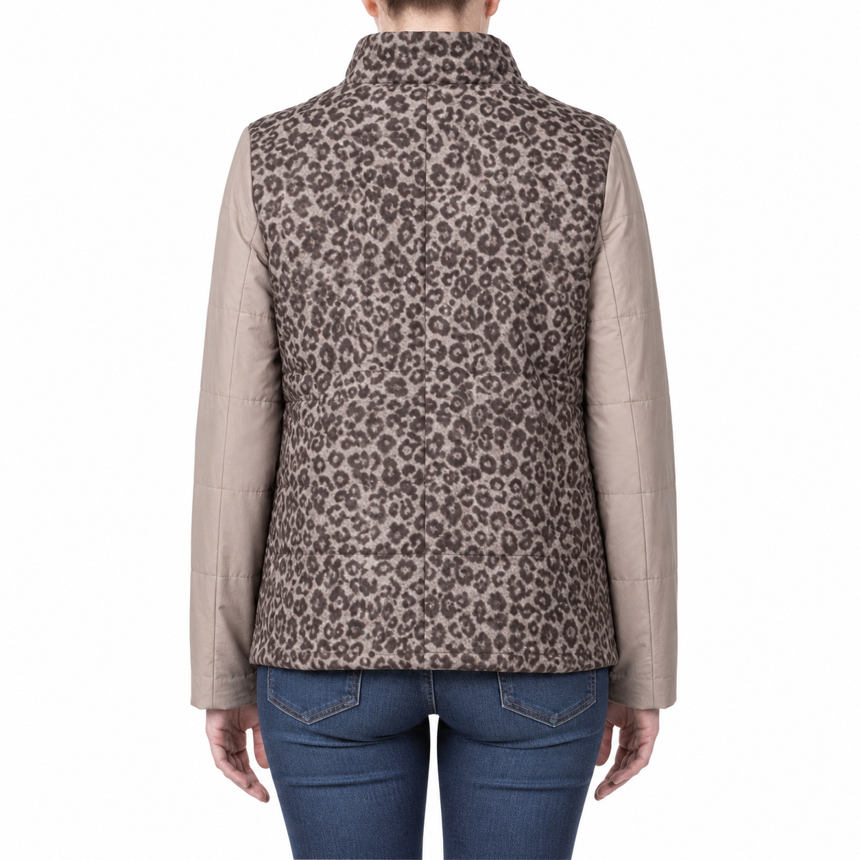 NATIVO Jacket wool animal print with polyester sleeves and zip fastening