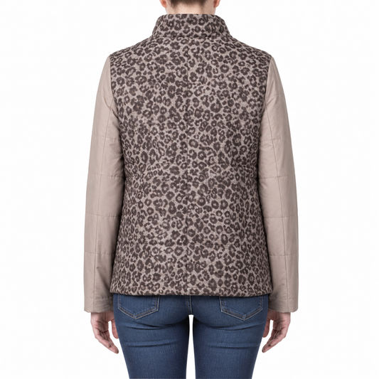 NATIVO Jacket wool animal print with polyester sleeves and zip fastening