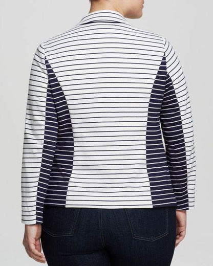 OCCORSO Jacket thick tricot striped with two-tone fabric and reversible collar