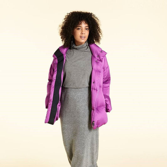 Ultra-lightweight waterproof satin down jacket PAMIR with adjustable fit and goose feather filling