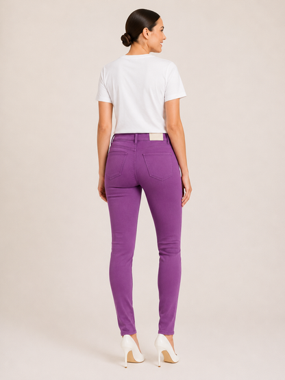 High-rise cropped jeans with crystal-embellished front pockets and stretch cotton denim