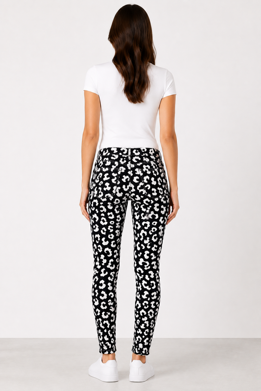REGIO classic jeans with leopard print and comfortable stretch denim