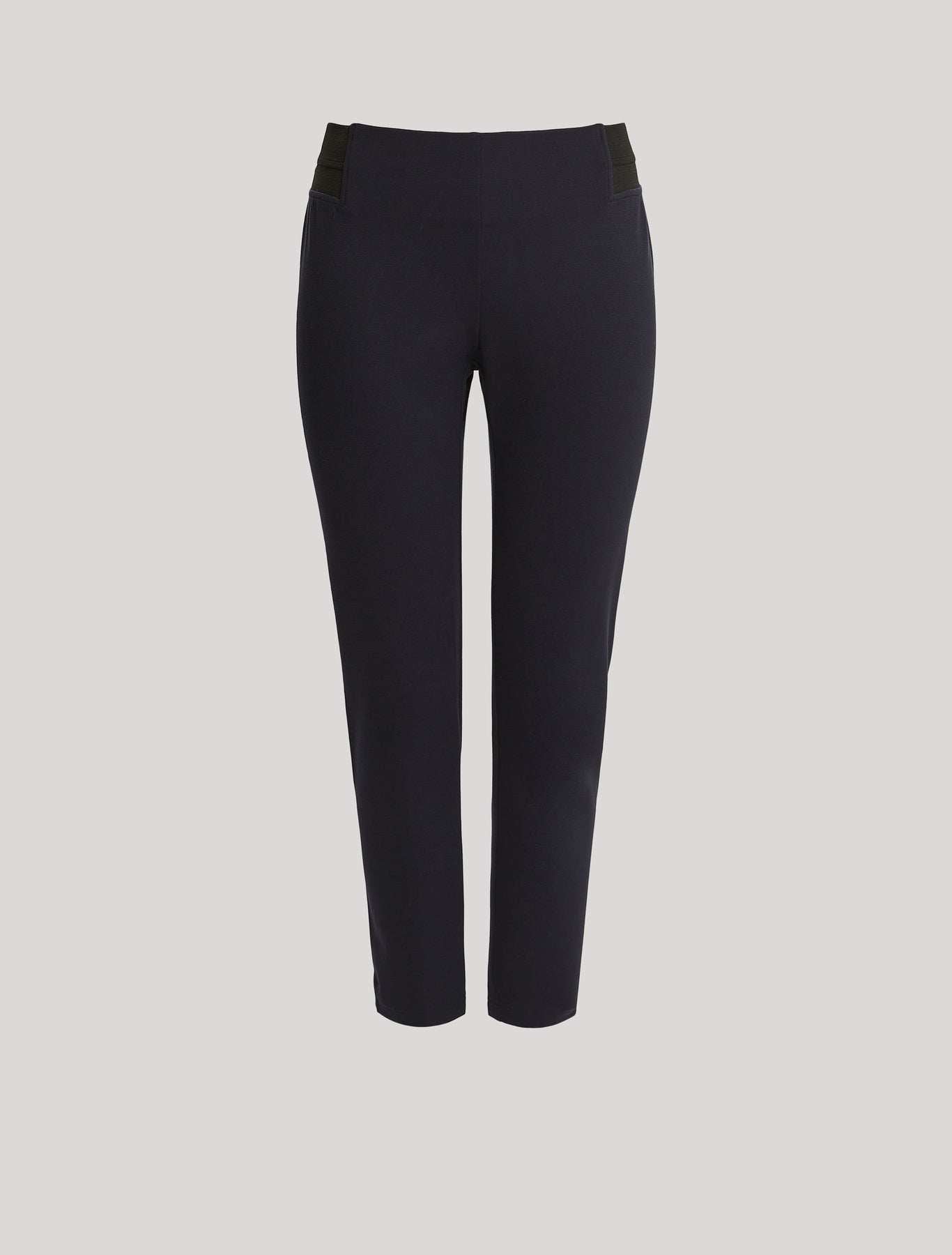 Milano-knit stretch viscose jersey leggings with elastic waist inserts and slim fit in black