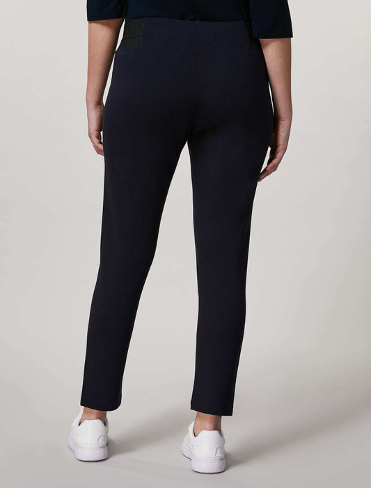 Milano-knit stretch viscose jersey leggings with elastic waist inserts and slim fit in black
