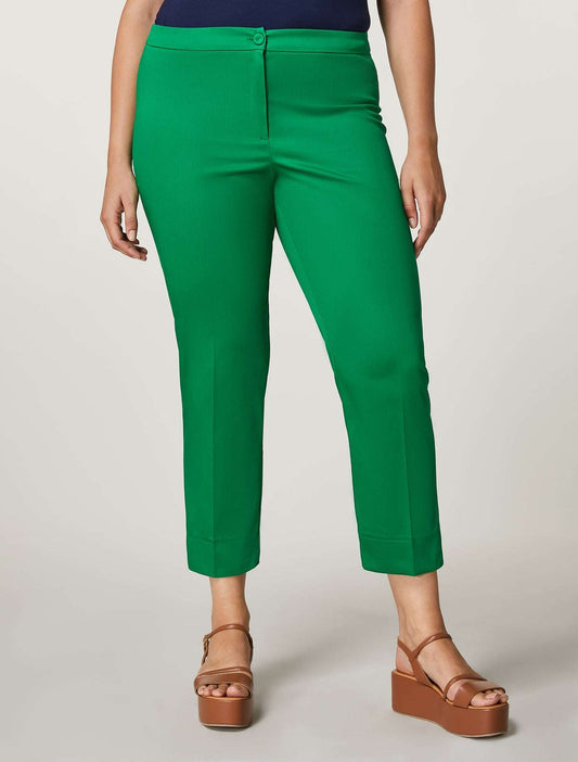Slim fit Trousers OREL in cotton satin with elastic waistband and slit hems