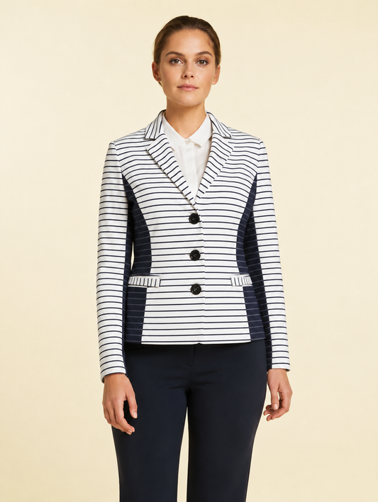 OCCORSO jacket thick tricot striped with two-tone fabric and button fastening