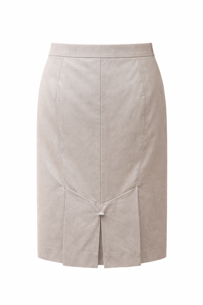 Elegant tailored Skirt CAMBODUM with crystal back slit in viscose-cotton blend for polished office and formal wear
