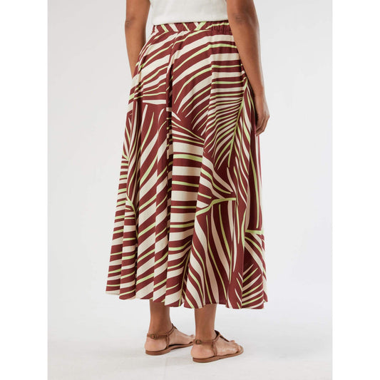 Flowing TERZO printed cotton skirt with elastic waistband and artistic print