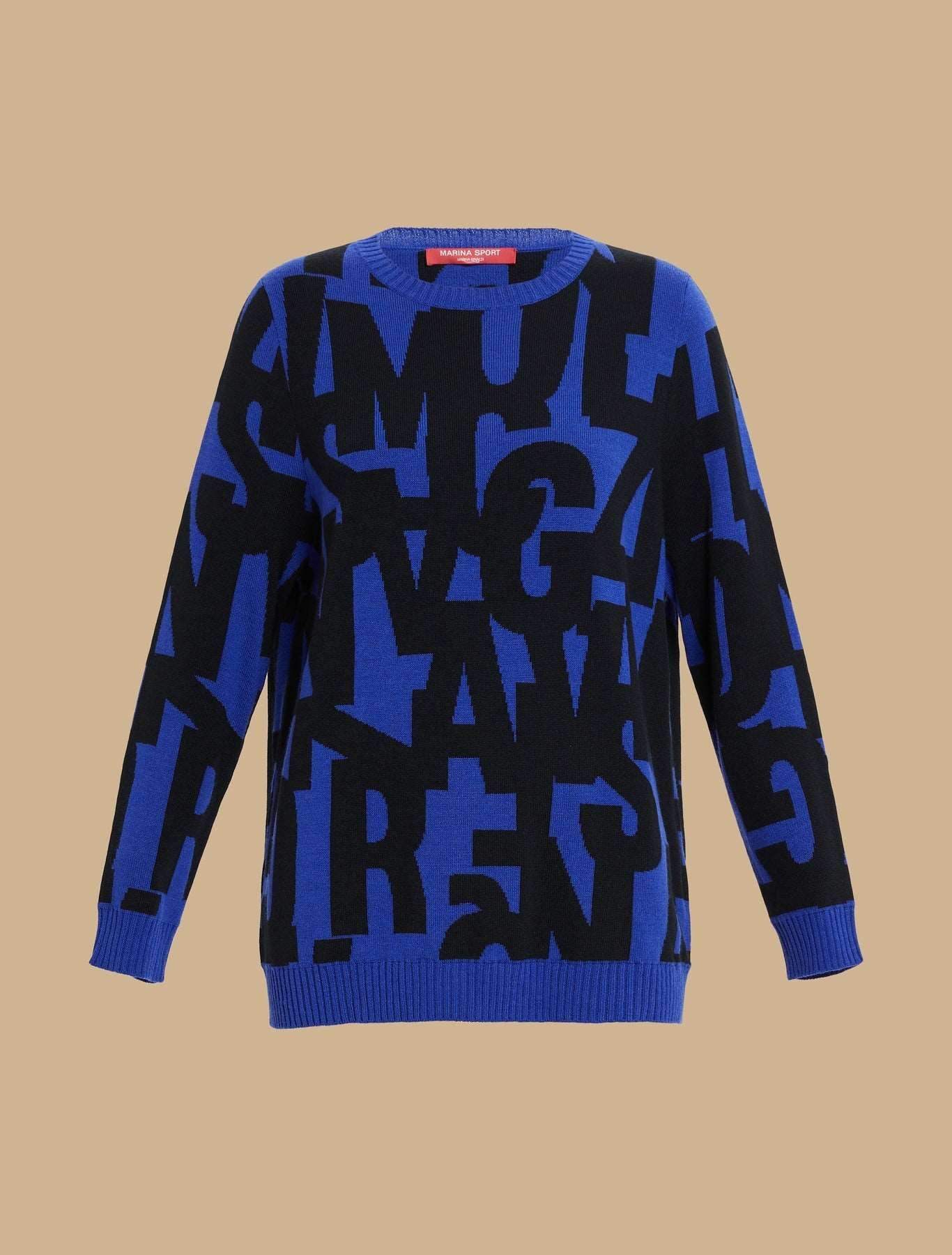 Sweater ABATTO straight-fit wool blend with two-tone tube jacquard pattern and ribbed trim