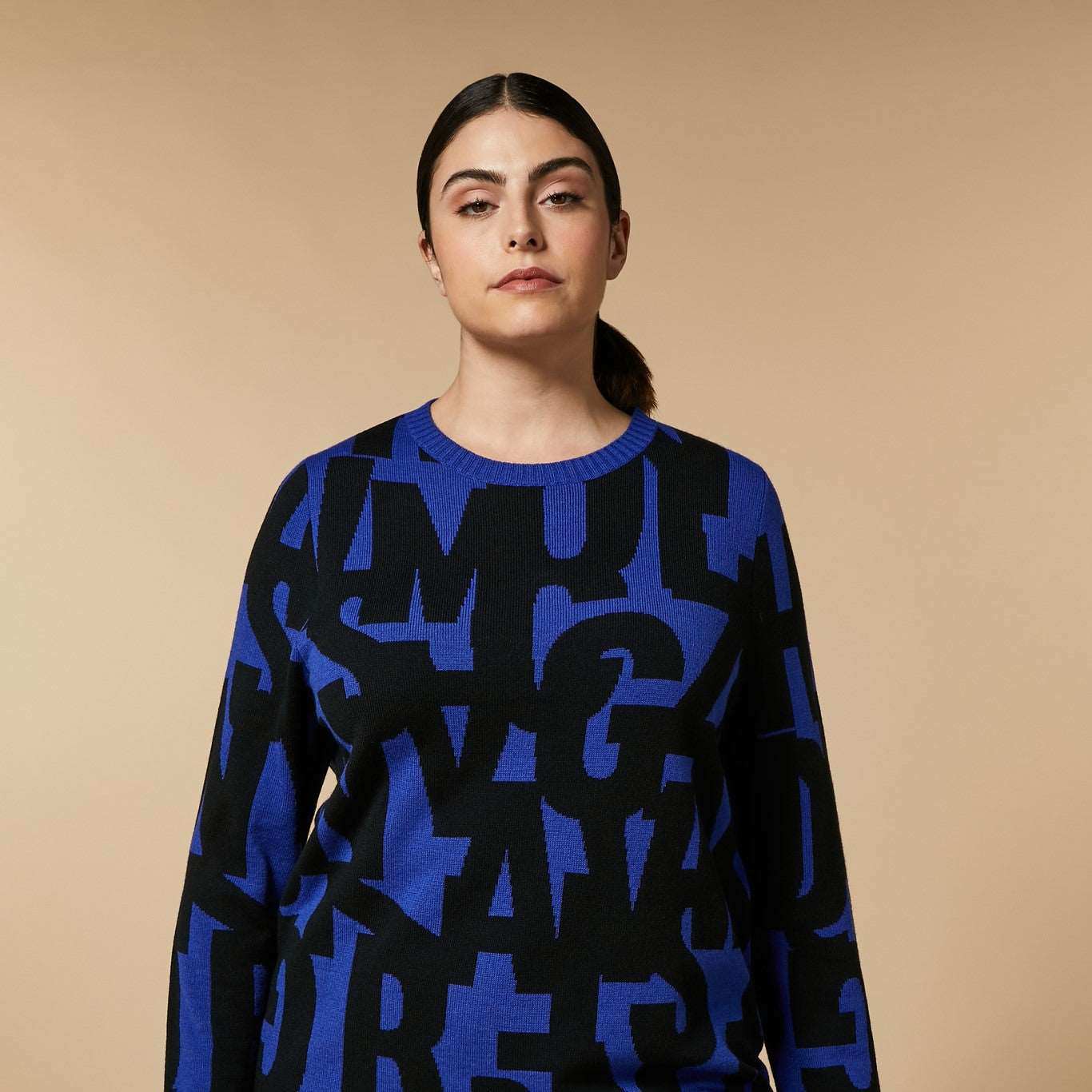 Sweater ABATTO straight-fit wool blend sweater with two-tone jacquard pattern and ribbed trim
