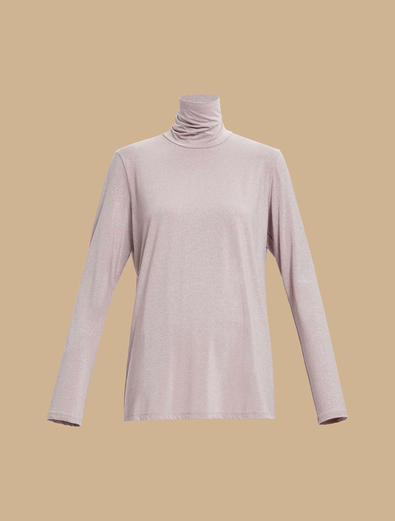 Sweater ROSITA high-neck long-sleeve slim-fit polo sweater with wet look and minimalist style