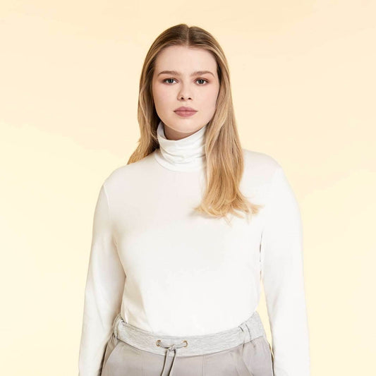 Sweater ZAFFIRO long-sleeved straight-fit with stand-up collar in white and blue colors