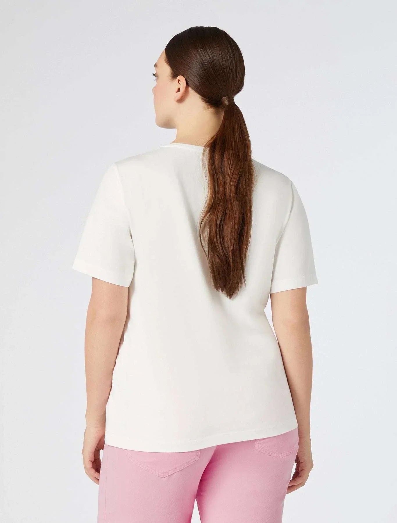 KIPUR printed cotton T-shirt in stretch jersey with poppy and heart block prints