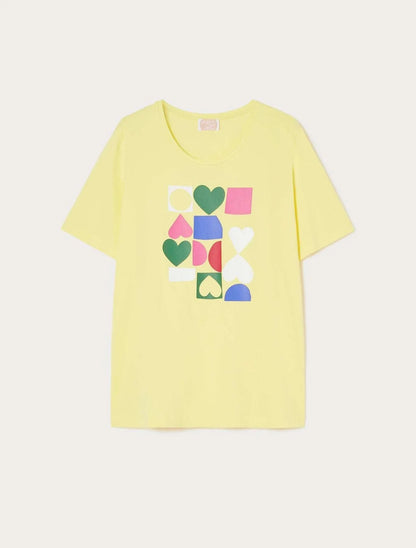 KIPUR printed cotton T-shirt with stretch jersey, straight fit, crew neck, short sleeves, and floral or geometric prints