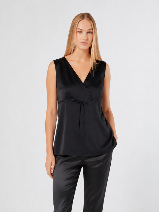 SEFER Silk sleeveless A-line top with underbust bow from Marina Rinaldi Elegante collection for plus-size elegance