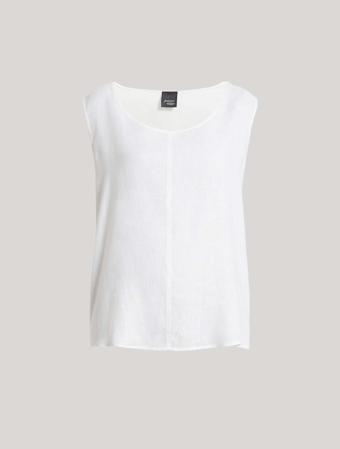Top SHAKER sleeveless pure linen canvas top with lurex stitching and side slits