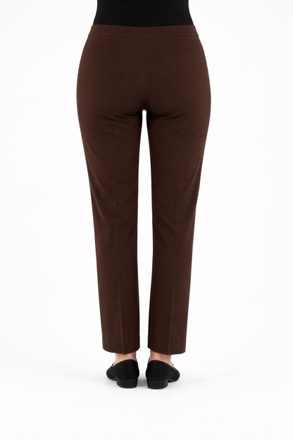 BATIC brown cropped trousers with tailored fit and ankle length for versatile office and casual wear